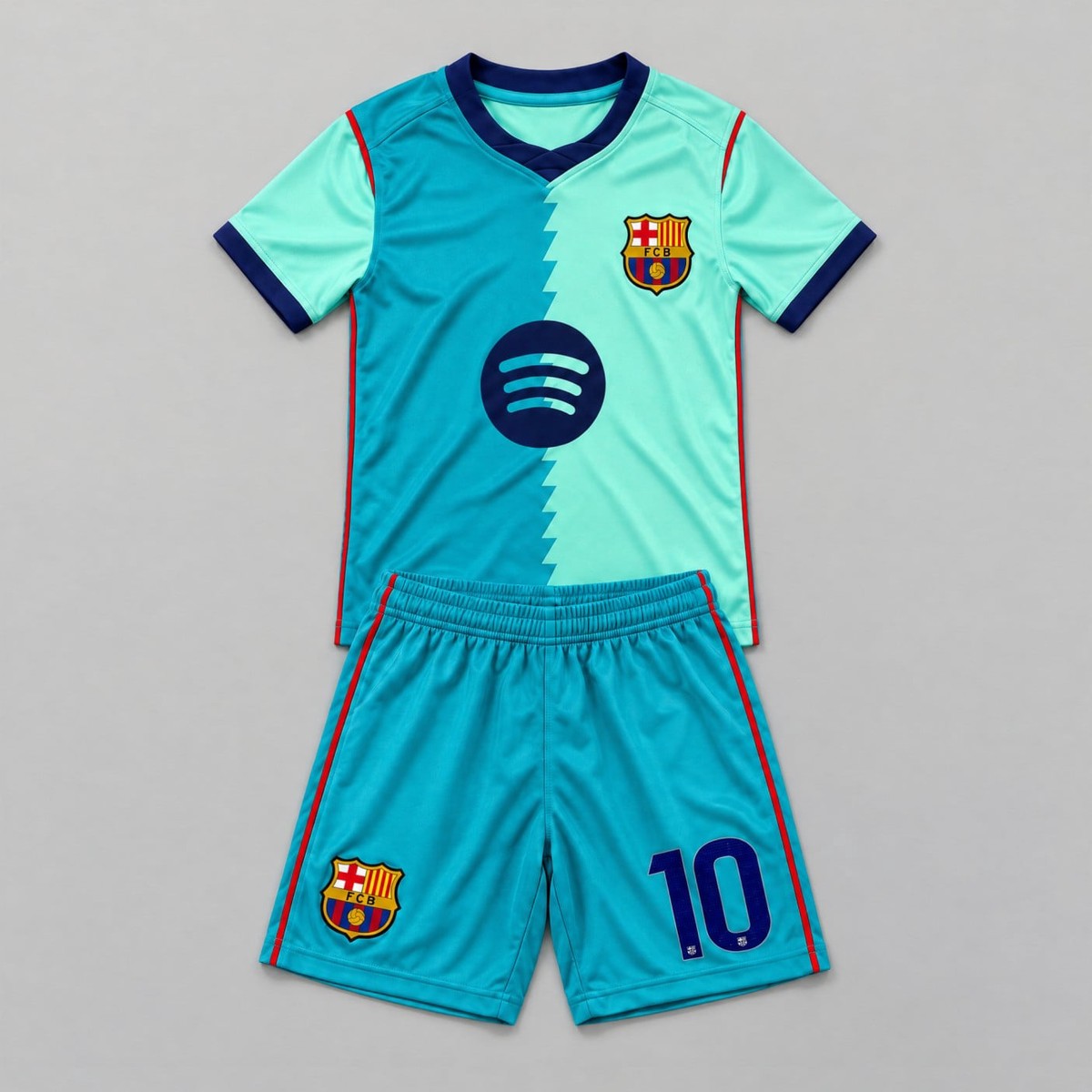 #10 Lamine Yamal Barcelona Aqua Youth Soccer Jersey