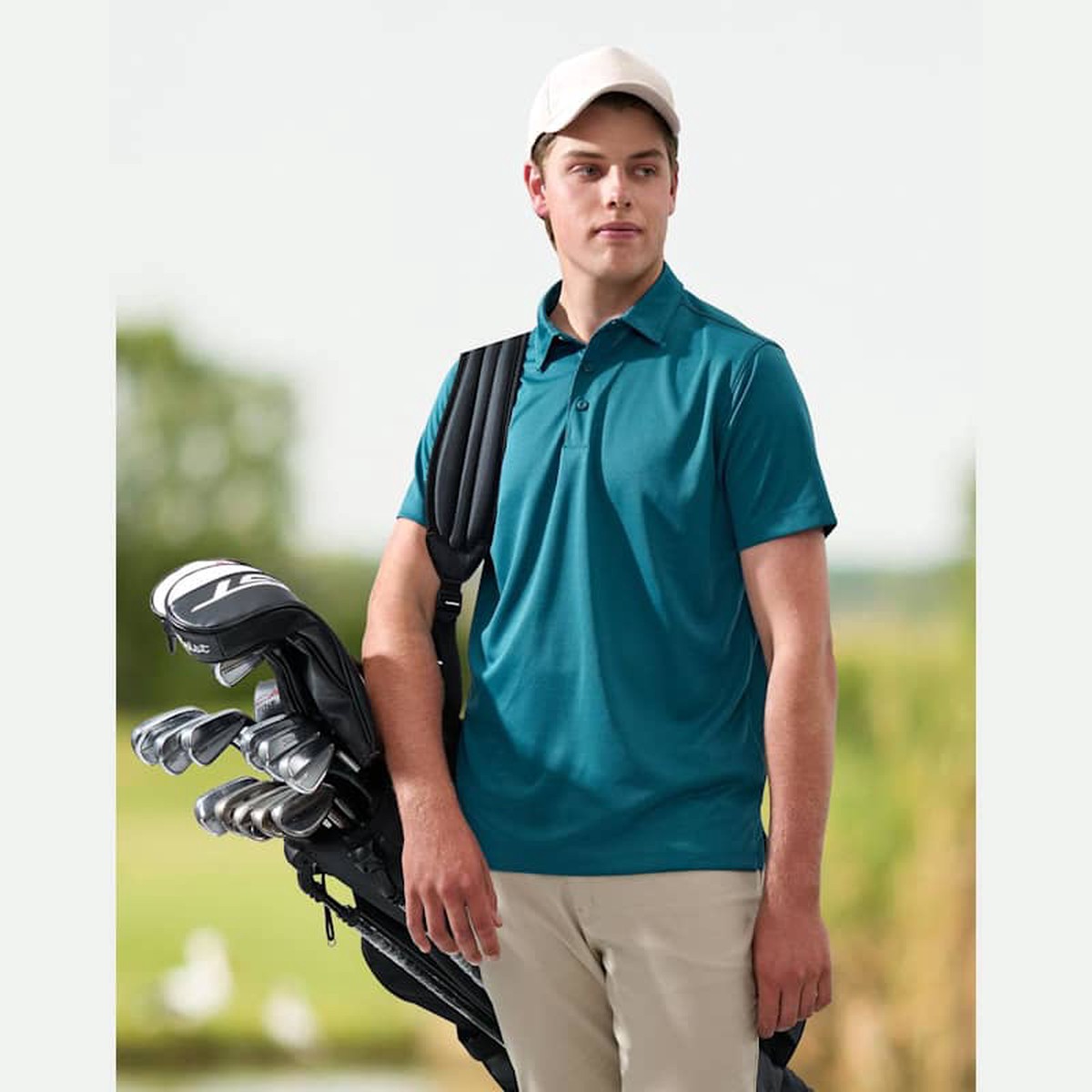 Winning Spirit Mens Sustainable Jacquard Knit Polo