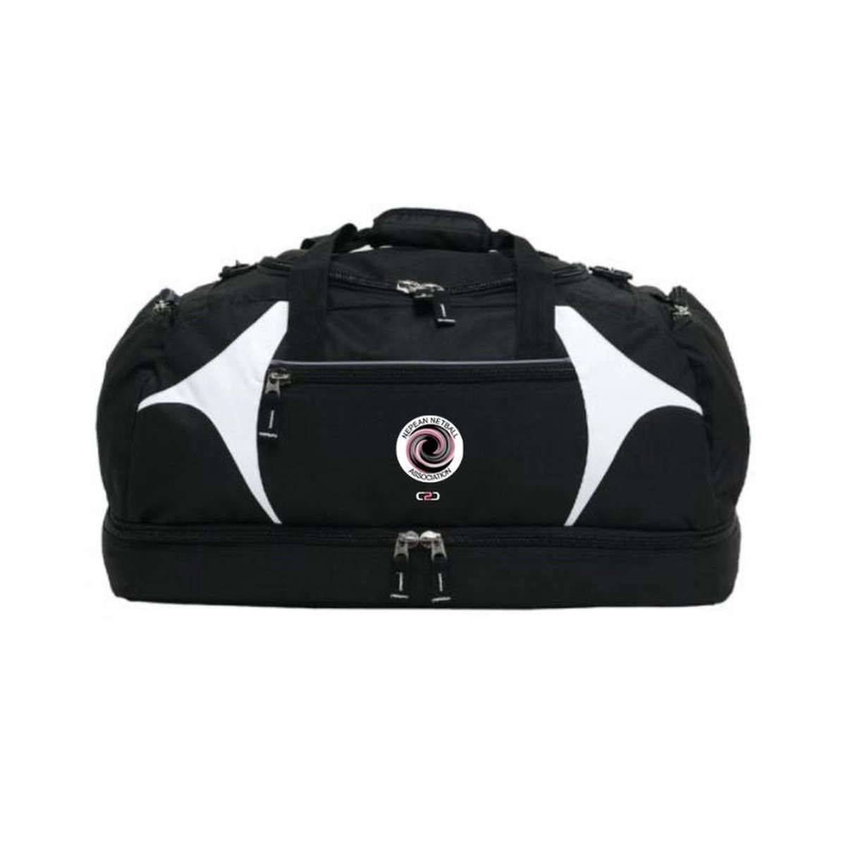 Nepean Netball Overnight Duffle Bag Black White