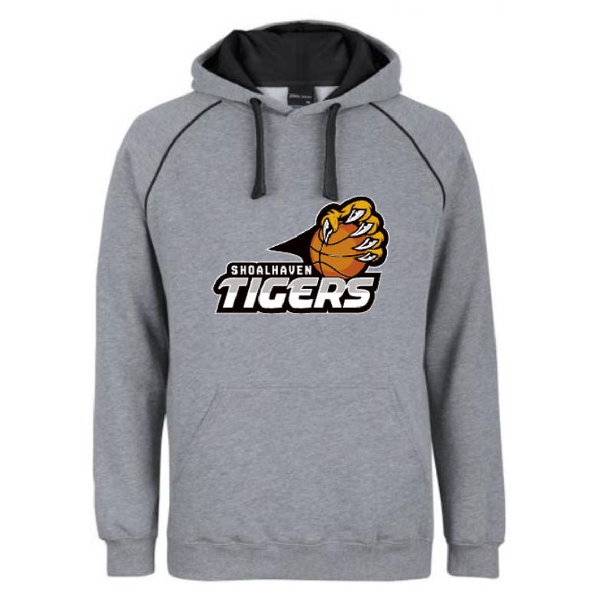 Shoalhaven Tigers Basketball Contrast Fleecy Hoodie Grey