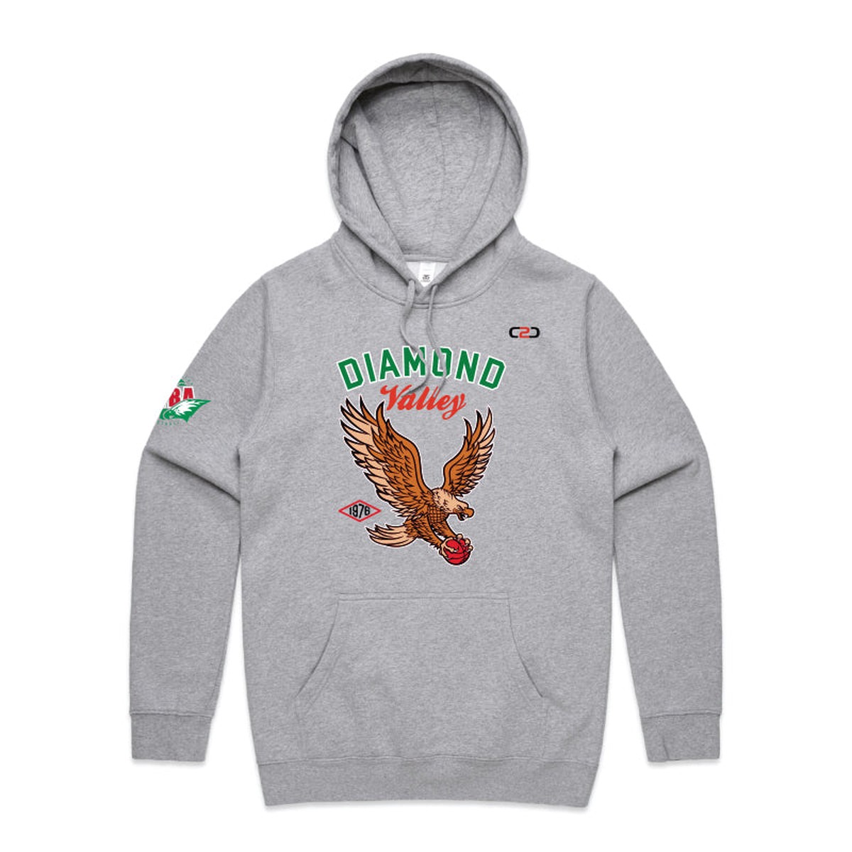 DVBA Retro Eagle Stencil Hoodie Adults Greymarle