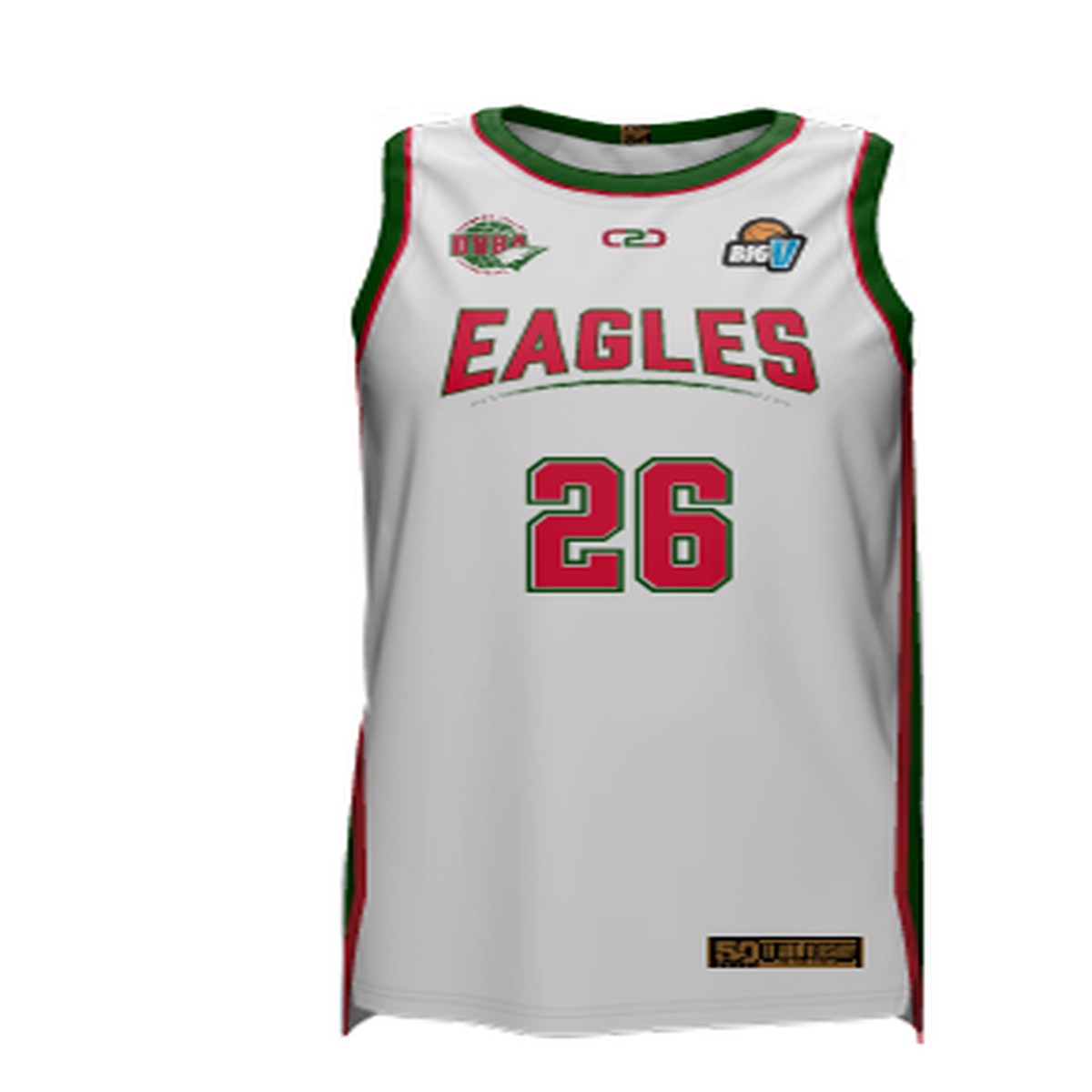 DVBA (Diamond Valley Basketball Association) Big V Away Playing SlimFit HP Singlet White